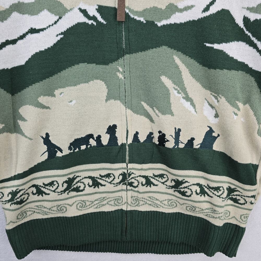 Hot Topic Lord of the Rings Cardigan Mens Sm Green Fellowship Shawl Sweater LOTR - Picture 4 of 10